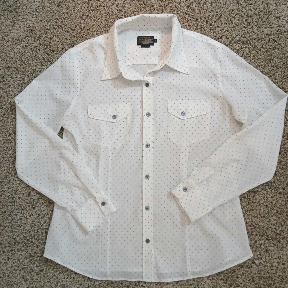 Pendleton Long Sleeve Front Button Shirt White Po… - image 1